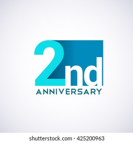 Template Logo 2nd Anniversary. Blue Colored.