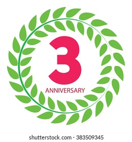 Template Logo 3 Anniversary in Laurel Wreath Vector Illustration EPS10