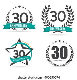 Template Logo 30 Years Anniversary Set Vector Illustration EPS10