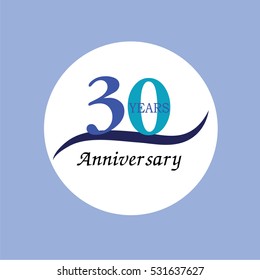 Template logo 30th anniversary. 30 years anniversary logo. Celebration 30 years.30 birthday symbol.vector illustration.