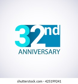 Template Logo 32nd anniversary. Blue colored.
