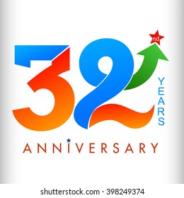 Template logo 32rd anniversary color with star, vector illustrator