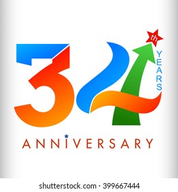 Template logo 34th anniversary, vector illustrator