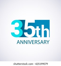 Template Logo 35th Anniversary. Blue Colored.