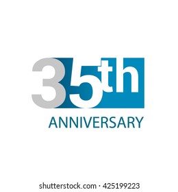 Template Logo 35th anniversary. Blue colored.