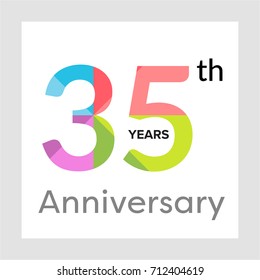 Template logo 35th anniversary with a circle, number 3 and 5 colorful vector illustration