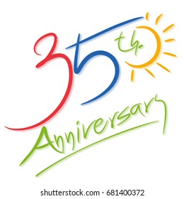 Template logo 35th anniversary colors, vector illustrator
