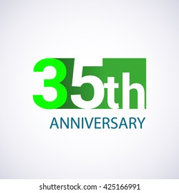 Template Logo 35th anniversary green colored vector design for birthday celebration.