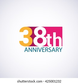 Template Logo 38th anniversary, red colored vector design for birthday celebration