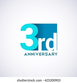 Template Logo 3rd anniversary. Blue colored.
