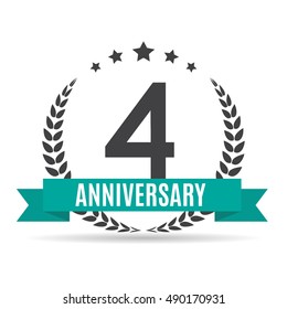 Template Logo 4 Years Anniversary Vector Illustration EPS10