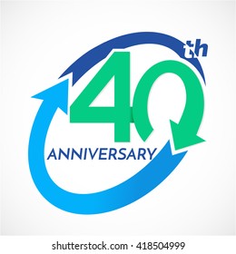 Template logo 40th anniversary in arrow circle shape. 