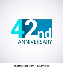 Template Logo 42nd anniversary. Blue colored.