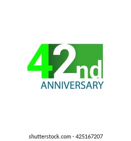 Template Logo 42nd anniversary green colored vector design for birthday celebration.