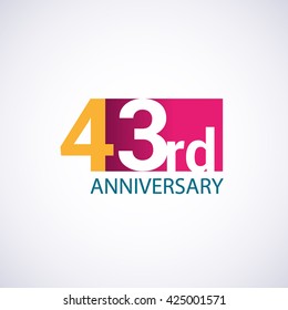 Template Logo 43rd anniversary, red colored vector design for birthday celebration