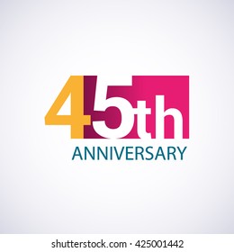 Template Logo 45th anniversary, red colored vector design for birthday celebration