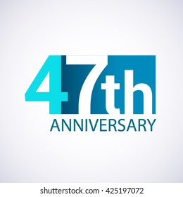 Template Logo 47th anniversary. Blue colored.