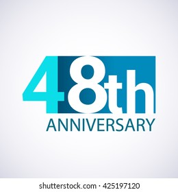 Template Logo 48th anniversary. Blue colored.