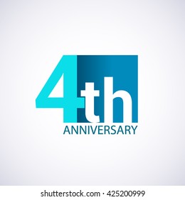 Template Logo 4th anniversary. Blue colored.