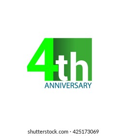 Template Logo 4th anniversary green colored vector design for birthday celebration.