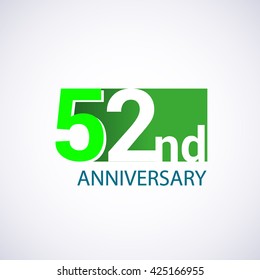 Template Logo 52nd anniversary green colored vector design for birthday celebration.