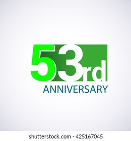 Template Logo 53rd anniversary green colored vector design for birthday celebration.