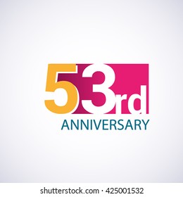 Template Logo 53rd anniversary, red colored vector design for birthday celebration