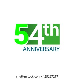 Template Logo 54th anniversary green colored vector design for birthday celebration.