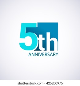 Template Logo 5th anniversary blue colored vector design for birthday celebration.