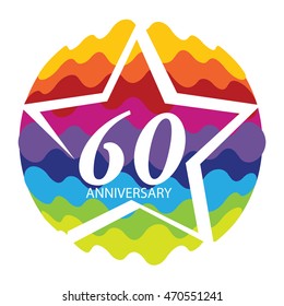 Template Logo 60 Anniversary Vector Illustration EPS10