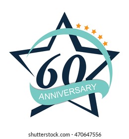 Template Logo 60 Anniversary Vector Illustration EPS10