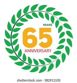 Template Logo 65 Anniversary in Laurel Wreath Vector Illustration EPS10