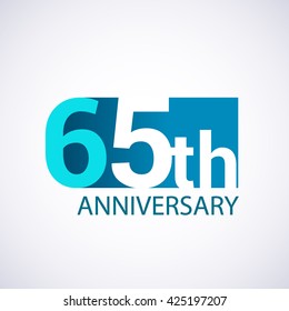 Template Logo 65th anniversary. Blue colored.