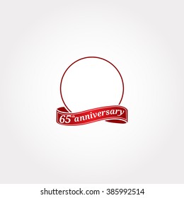 Template Logo 65th anniversary with a circle and the number 65 in it and labeled the anniversary year. Sixty fifth.