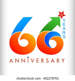 Template logo 66th anniversary, colors number years