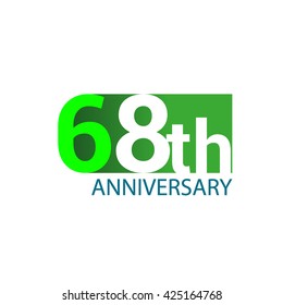 Template Logo 68th anniversary green colored vector design for birthday celebration.