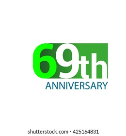 Template Logo 69th anniversary green colored vector design for birthday celebration.