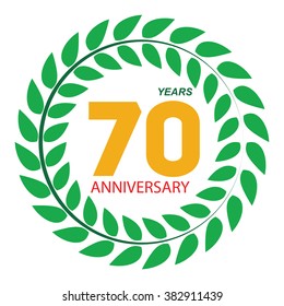 Template Logo 70 Anniversary in Laurel Wreath Vector Illustration EPS10