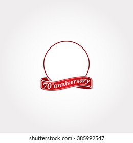 Template Logo 70th anniversary with a circle and the number 70 in it and labeled the anniversary year. Seventieth.