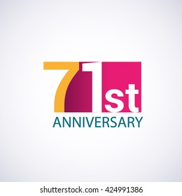 Template Logo 71st anniversary, red colored vector design for birthday celebration