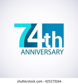 Template Logo 74th anniversary blue colored vector design for birthday celebration.