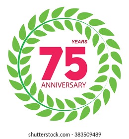 Template Logo 75 Anniversary in Laurel Wreath Vector Illustration EPS10