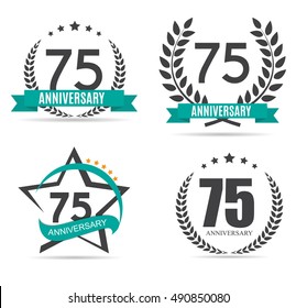Template Logo 75 Years Anniversary Vector Illustration EPS10