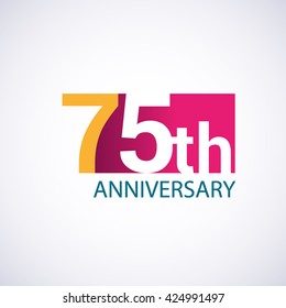 Template Logo 75th anniversary, red colored vector design for birthday celebration