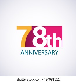 Template Logo 78th anniversary, red colored vector design for birthday celebration
