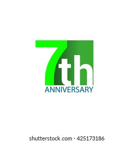 Template Logo 7th anniversary. 7 years anniversary green colored vector design.