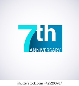 Template Logo 7th anniversary. Blue colored.