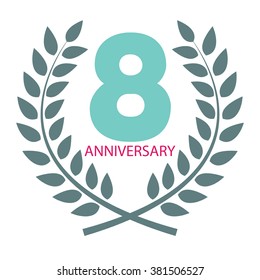 Template Logo 8 Anniversary in Laurel Wreath Vector Illustration EPS10