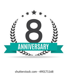 Template Logo 8 Years Anniversary Vector Illustration EPS10