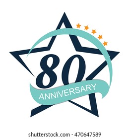 Template Logo 80 Anniversary Vector Illustration EPS10